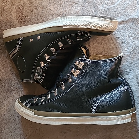 Converse CTAS High-Top Black Leather Men's Sneakers Size 12 - Picture 5 of 8
